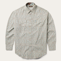 Aqua Paisley Print Western Shirt Green | Stetson Men