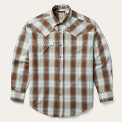 Sand Ombre Plaid Western Shirt Brown | Stetson Men