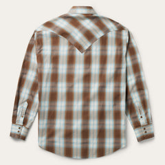 Sand Ombre Plaid Western Shirt Brown | Stetson Men