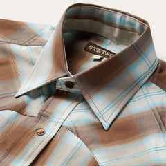 Sand Ombre Plaid Western Shirt Brown | Stetson Men