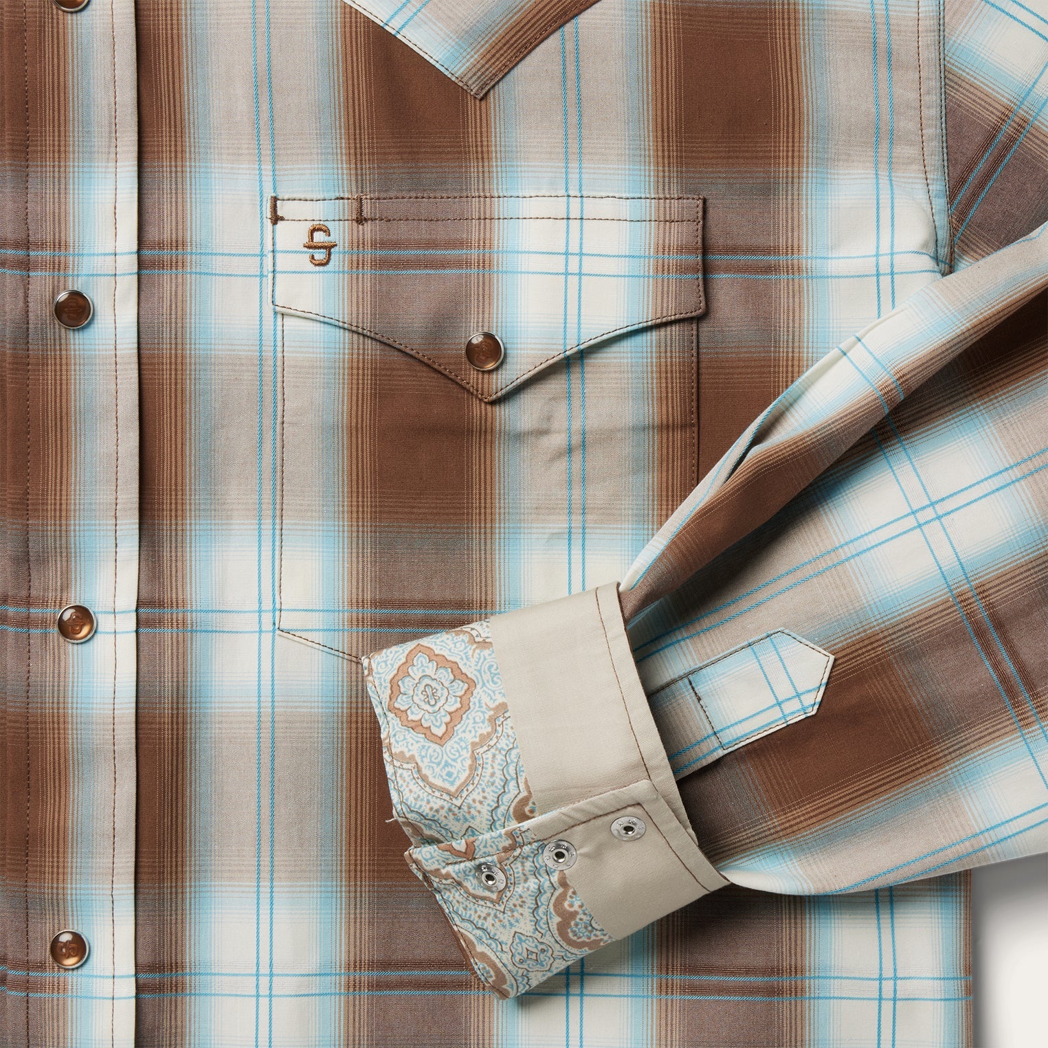Sand Ombre Plaid Western Shirt Brown | Stetson Men