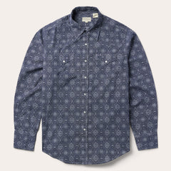 Blue Medallion Print Western Shirt Blue | Stetson Men