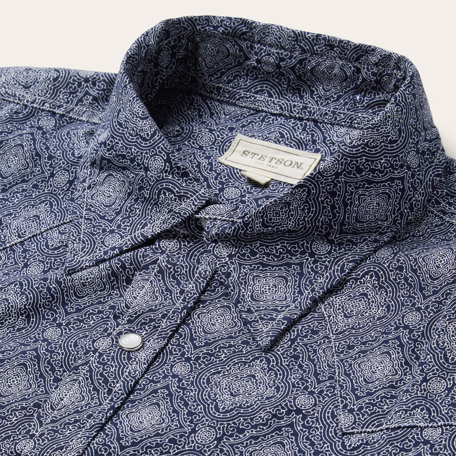 Blue Medallion Print Western Shirt Blue | Stetson Men