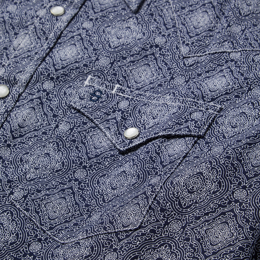 Blue Medallion Print Western Shirt Blue | Stetson Men