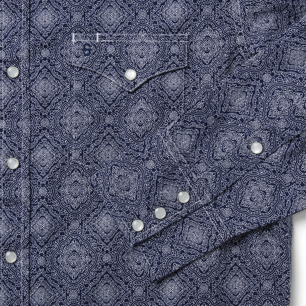 Blue Medallion Print Western Shirt Blue | Stetson Men