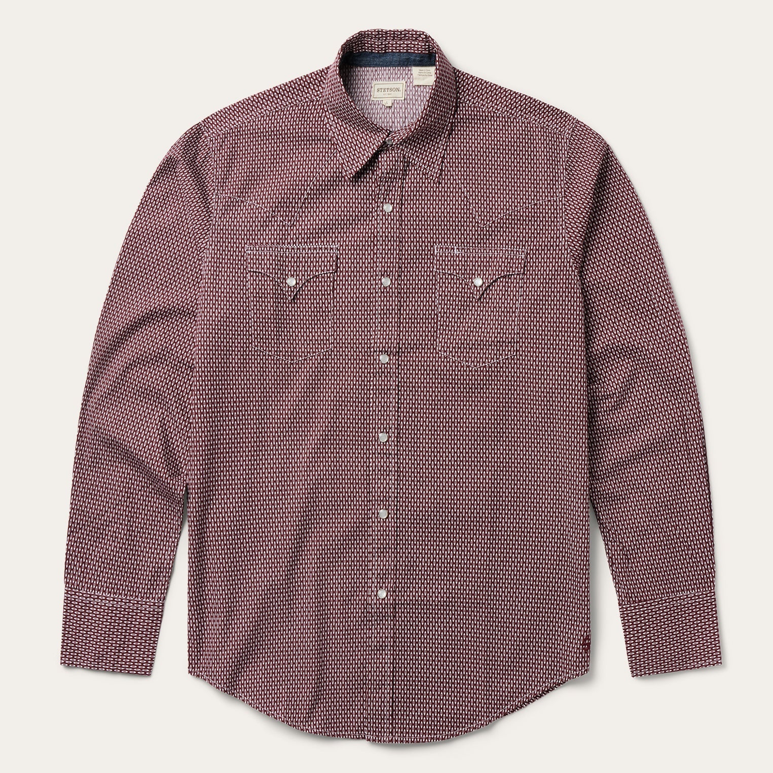 Broken Diamond Print Western Shirt Red | Stetson Men