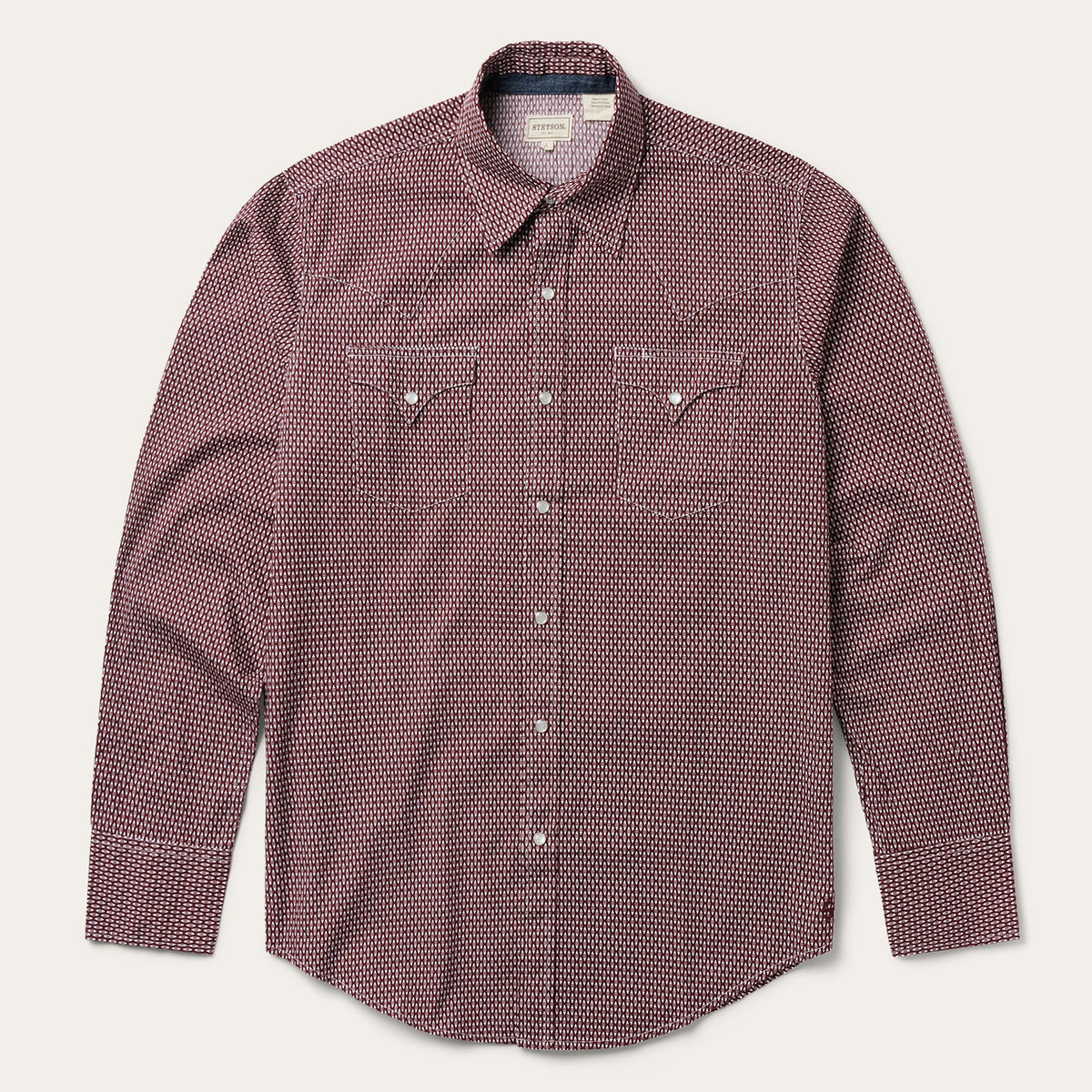 Broken Diamond Print Western Shirt Red | Stetson Men