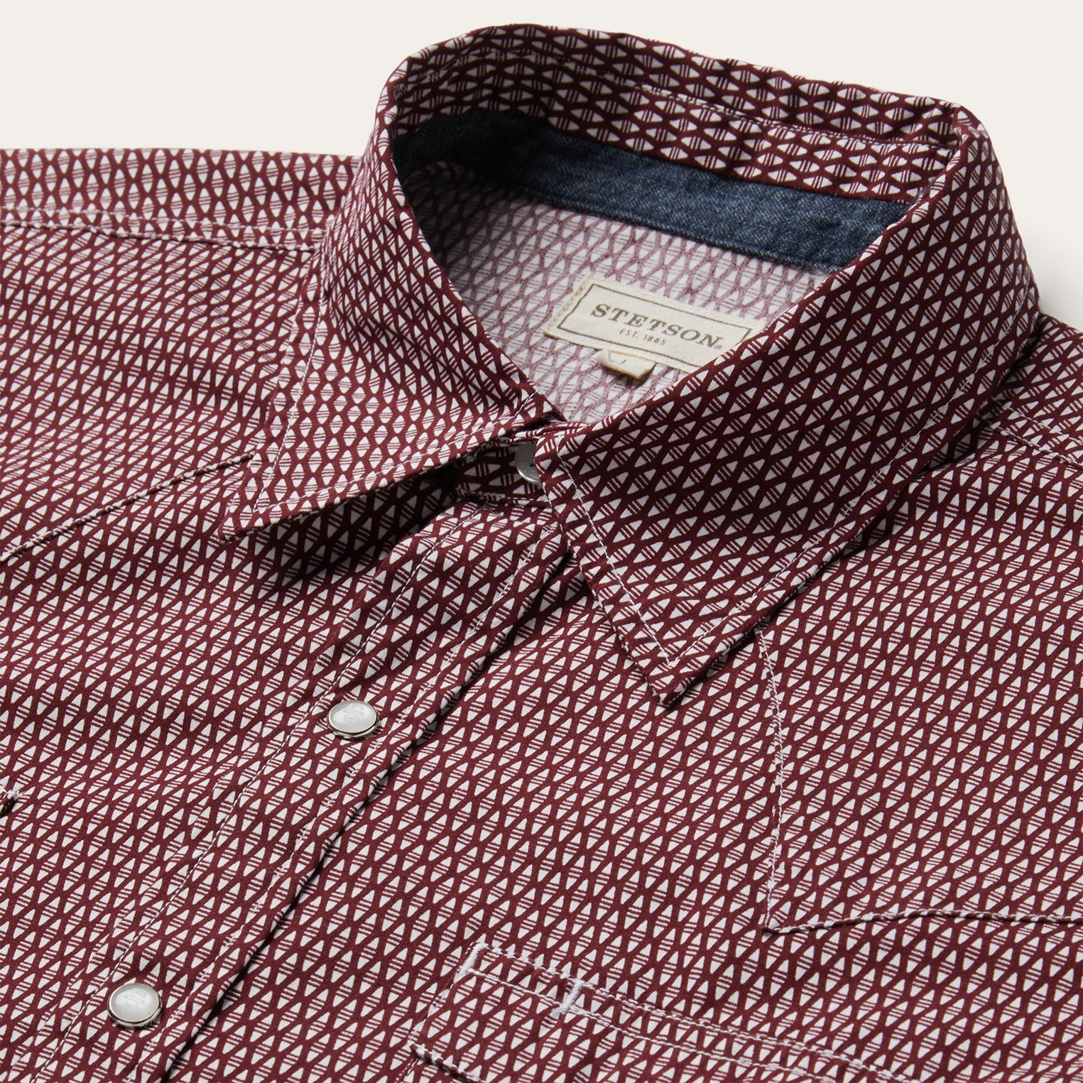 Broken Diamond Print Western Shirt Red | Stetson Men
