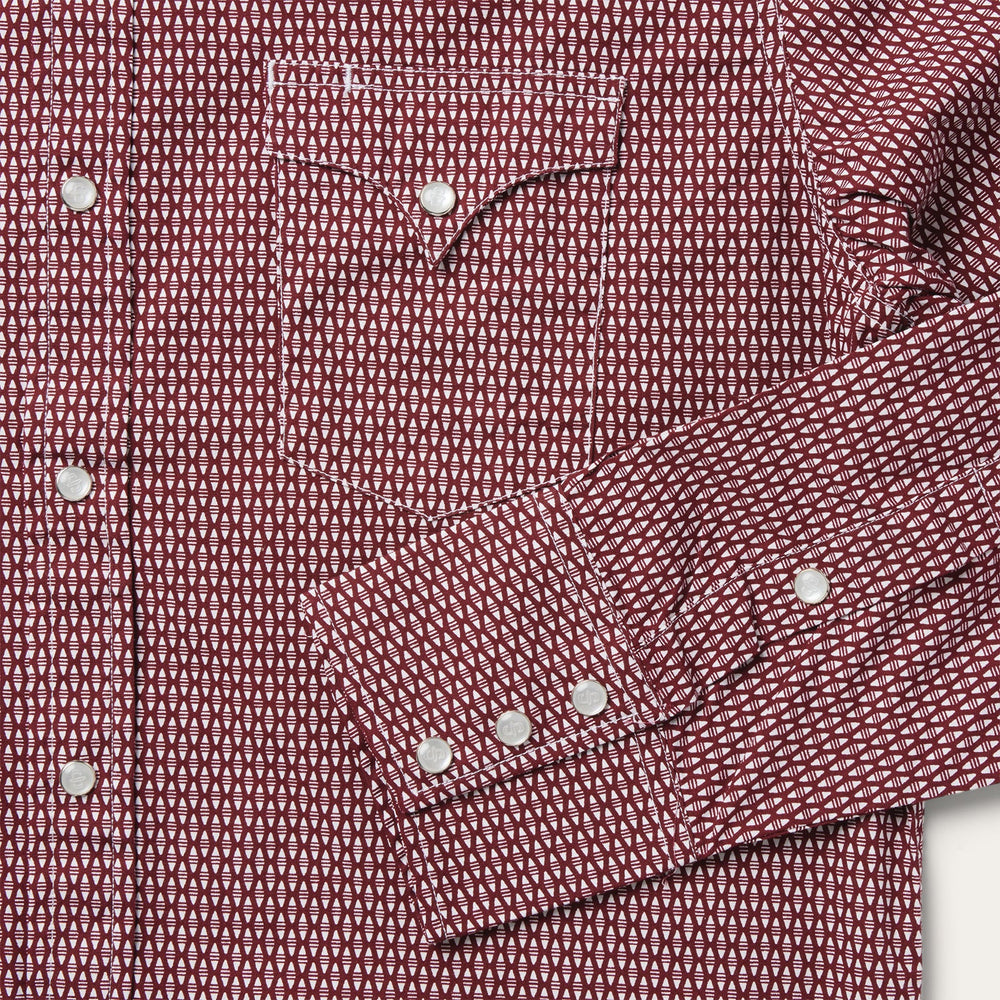 Broken Diamond Print Western Shirt Red | Stetson Men