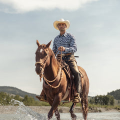 Plaid Twill Dobby Western Shirt Blue | Stetson Men
