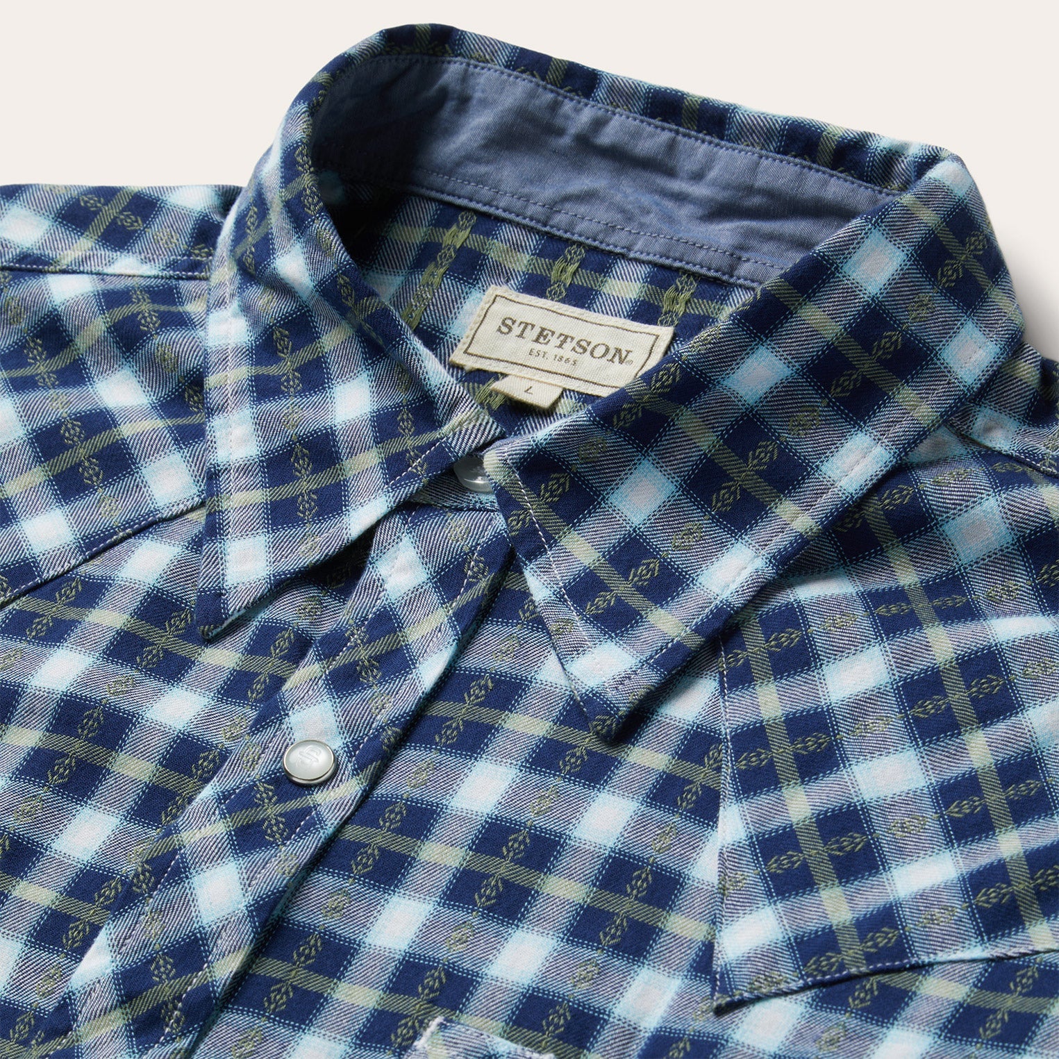 Plaid Twill Dobby Western Shirt Blue | Stetson Men