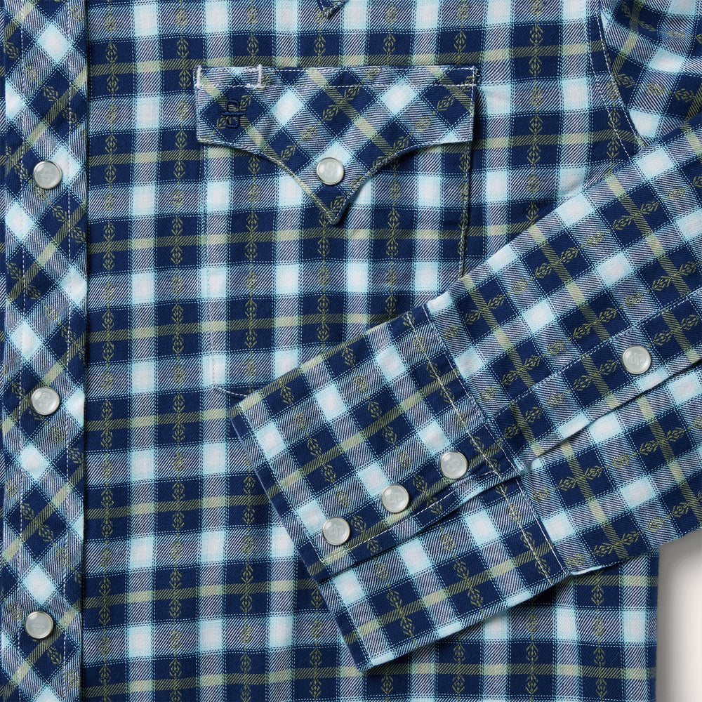 Plaid Twill Dobby Western Shirt Blue | Stetson Men