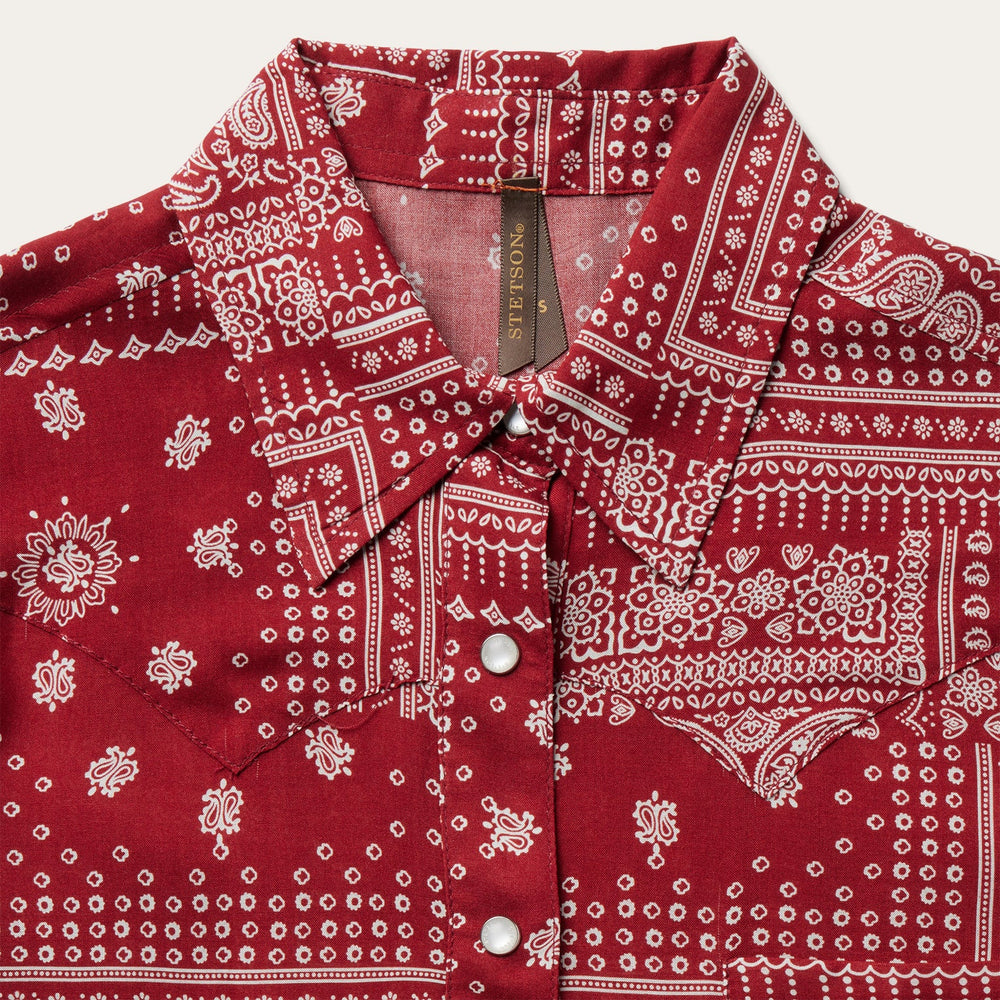 Red Bandana Patchwork Shirt Red | Stetson Women