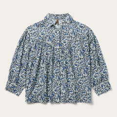 Indigo Tapestry Print Blouse Blue | Stetson Women