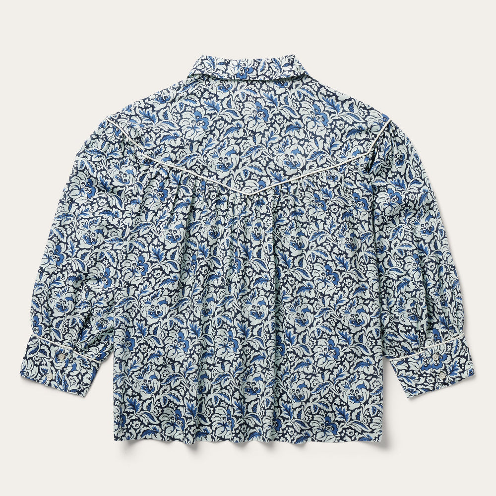 Indigo Tapestry Print Blouse Blue | Stetson Women