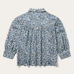 Indigo Tapestry Print Blouse Blue | Stetson Women