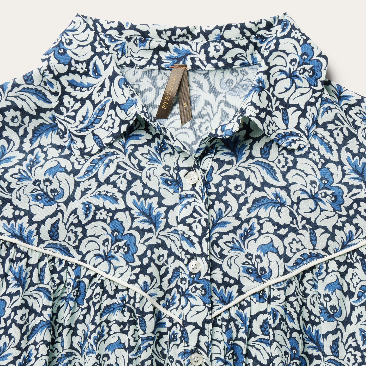 Indigo Tapestry Print Blouse Blue | Stetson Women