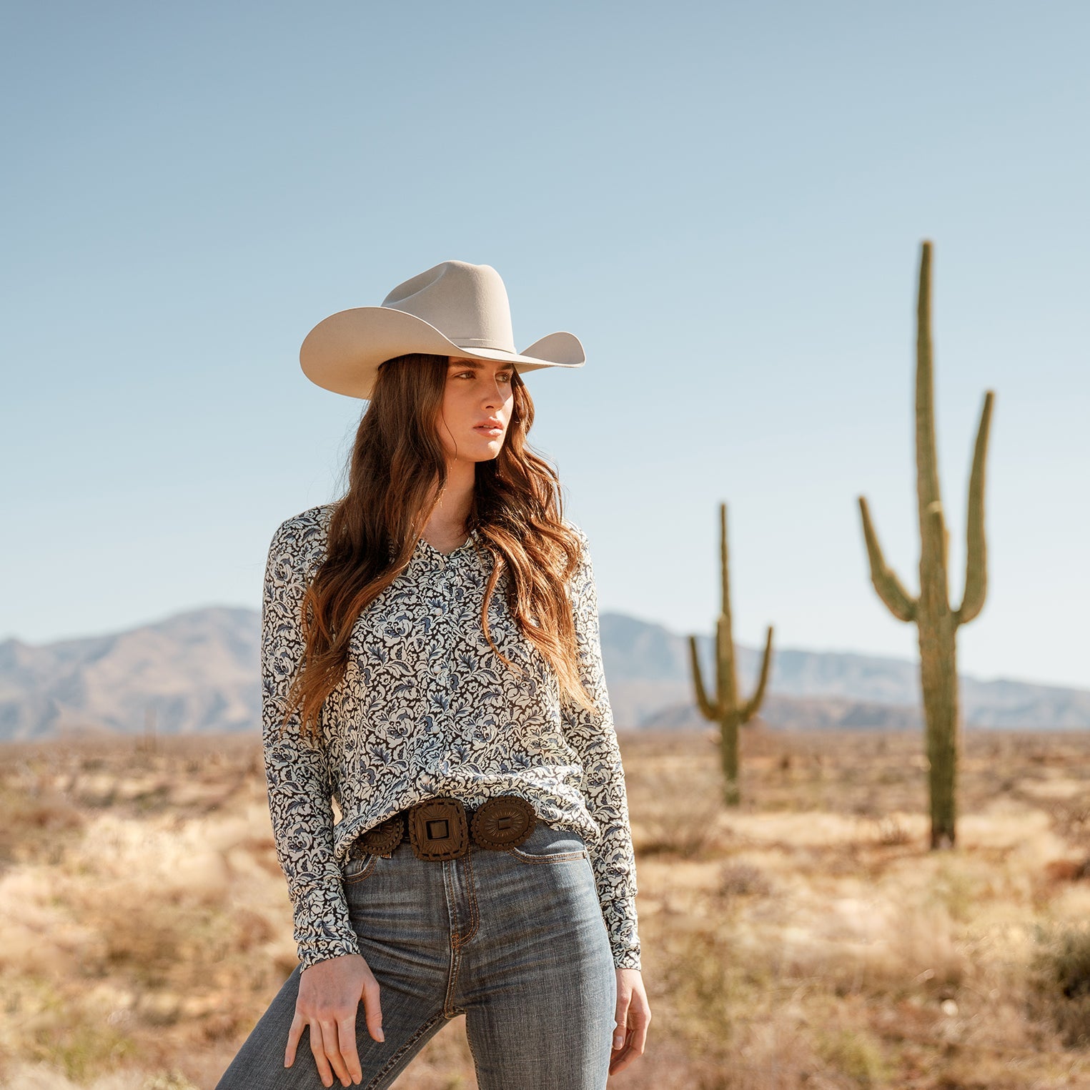 Indigo Tapestry Print Shirt Blue | Stetson Women
