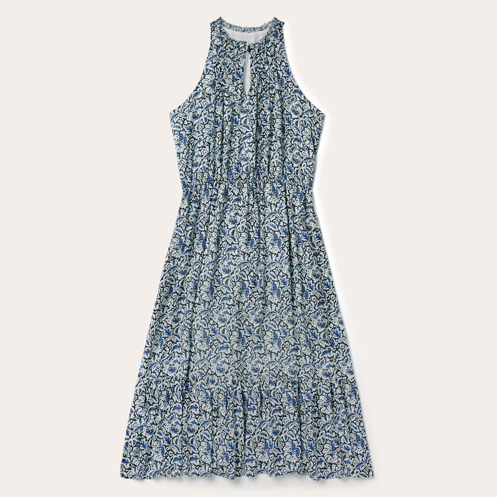 Indigo Tapestry Print Prairie Dress Blue | Stetson Women