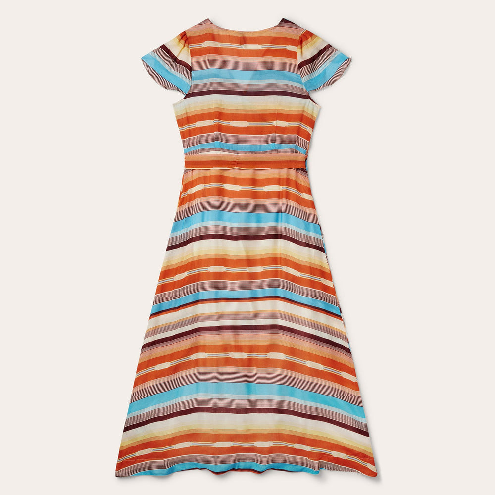 Sunset Serape Print Rayon Herringbone Wrap Front Dress Multi | Stetson Women