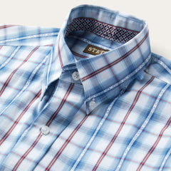 Blue Diamond Dobby Plaid Shirt Blue | Stetson Men