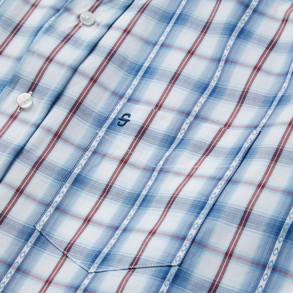 Blue Diamond Dobby Plaid Shirt Blue | Stetson Men