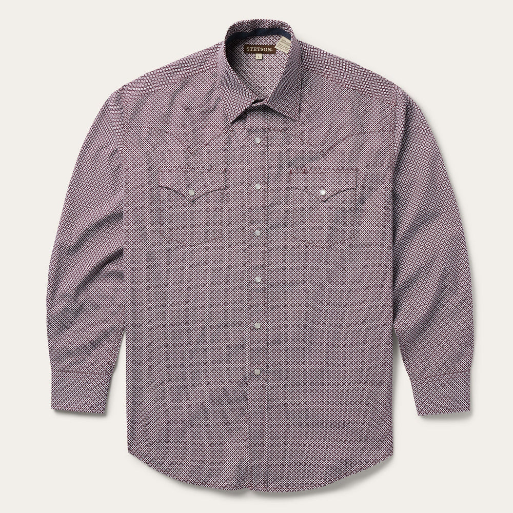 Four Point Geo Print Western Shirt Blue | Stetson Men