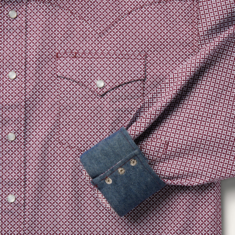 Four Point Geo Print Western Shirt Blue | Stetson Men