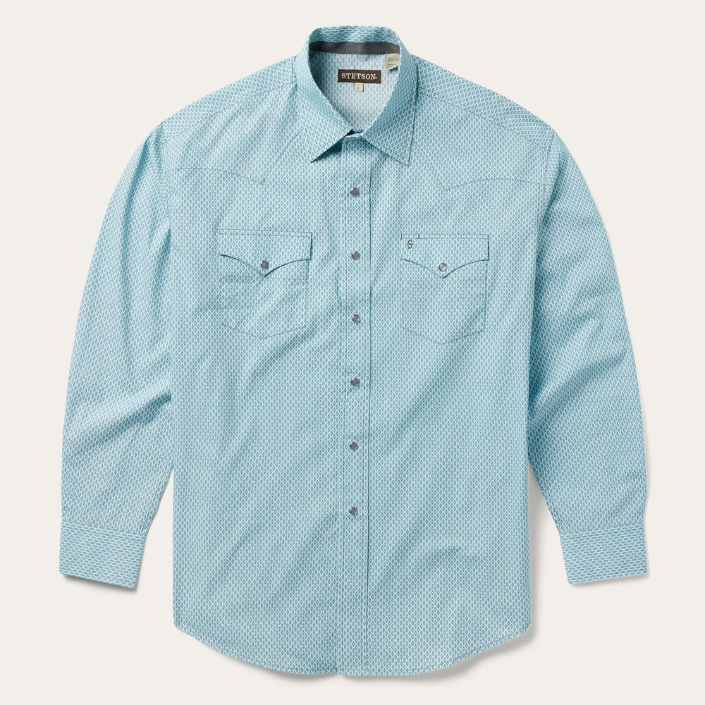 Silver Diamond Neat Print Western Shirt Blue | Stetson Men