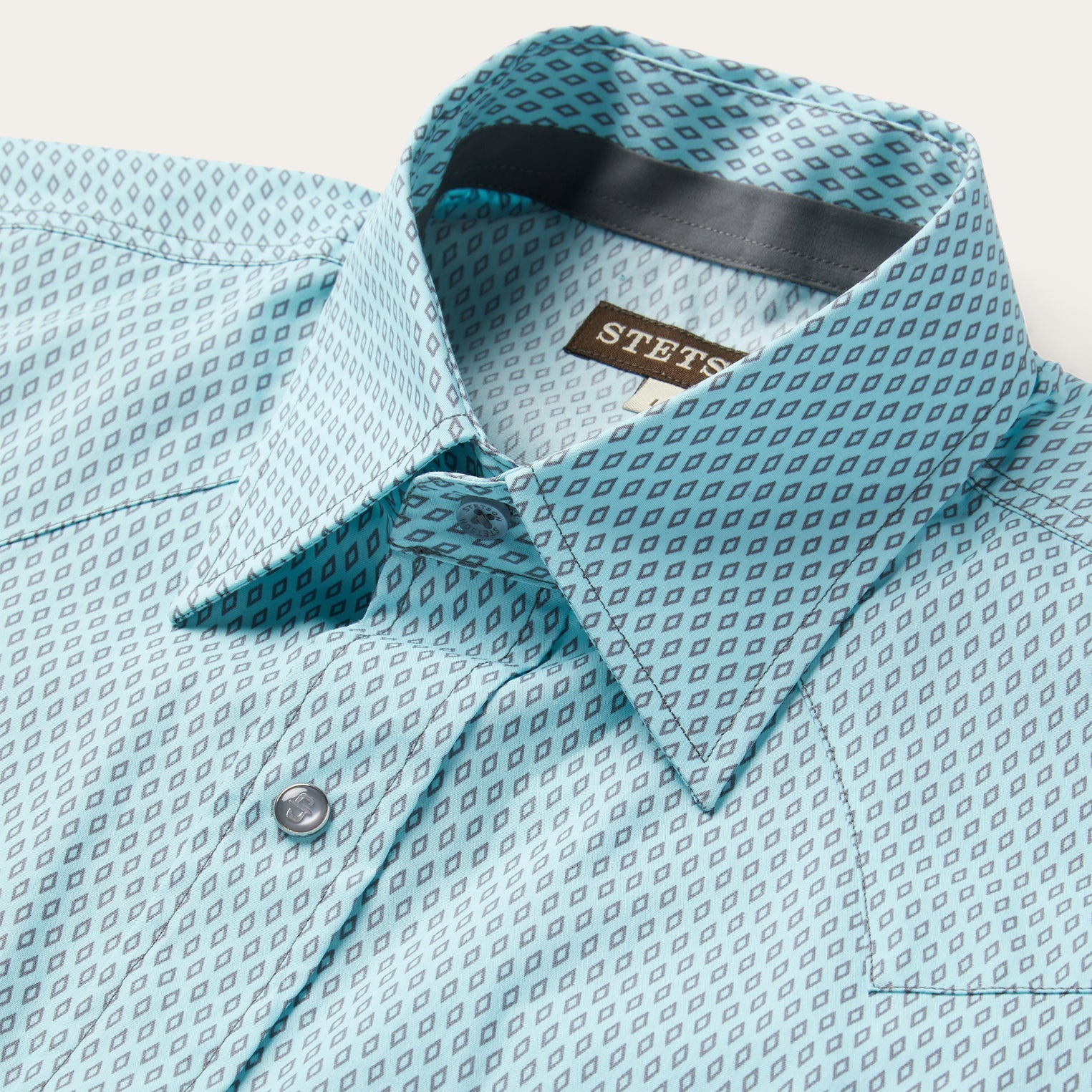 Silver Diamond Neat Print Western Shirt Blue | Stetson Men