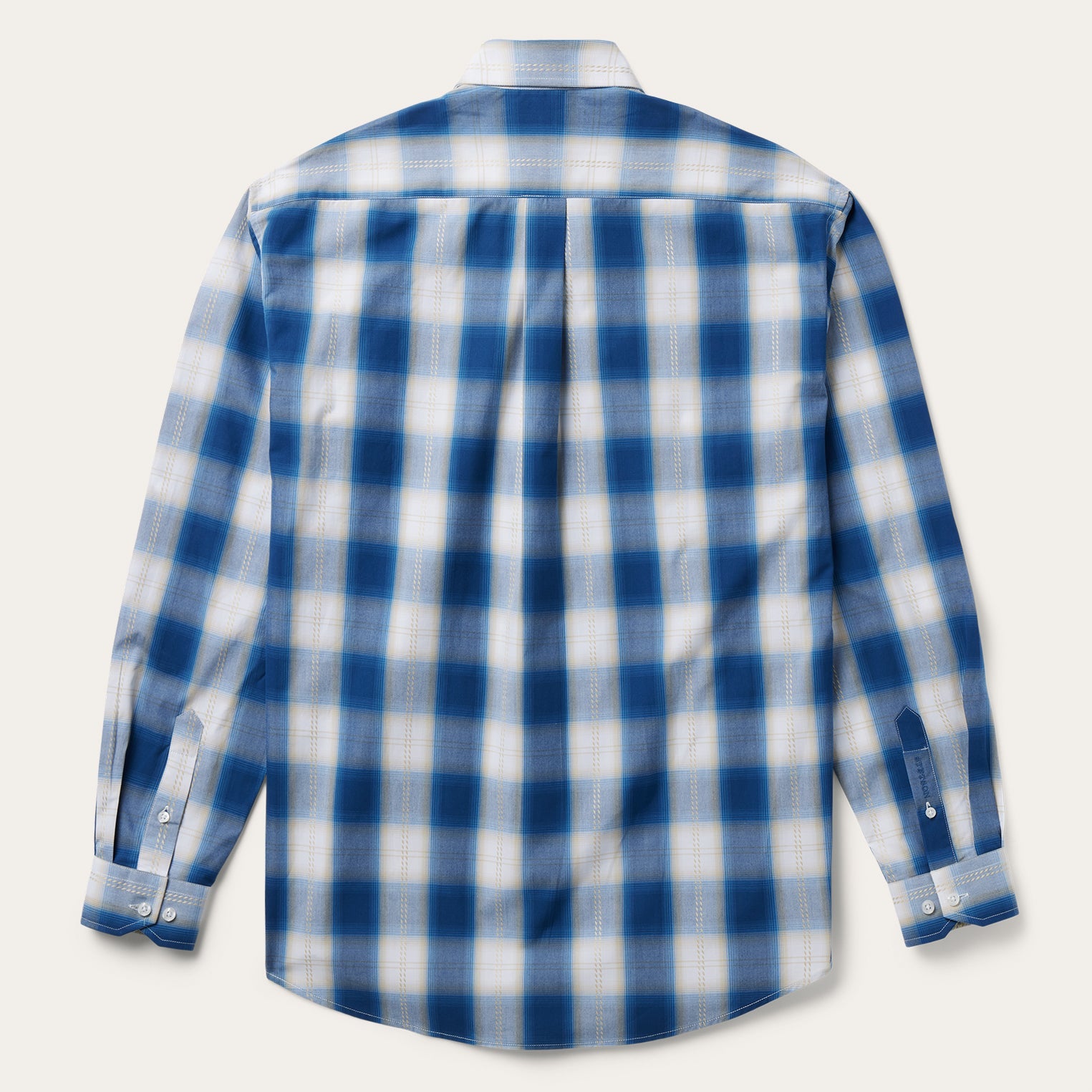 Navy Gold Ombre Plaid Short Sleeve Western Shirt Blue | Stetson Men