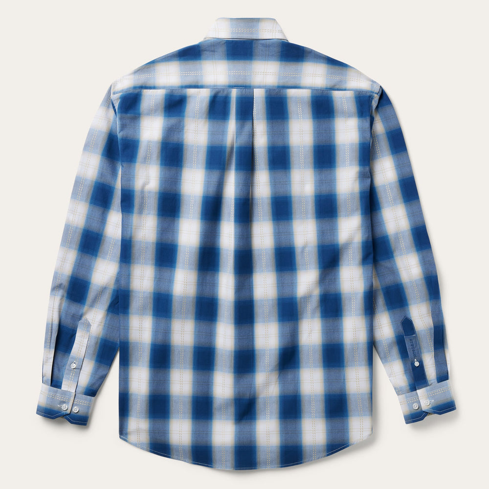 Navy Gold Ombre Plaid Short Sleeve Western Shirt Blue | Stetson Men