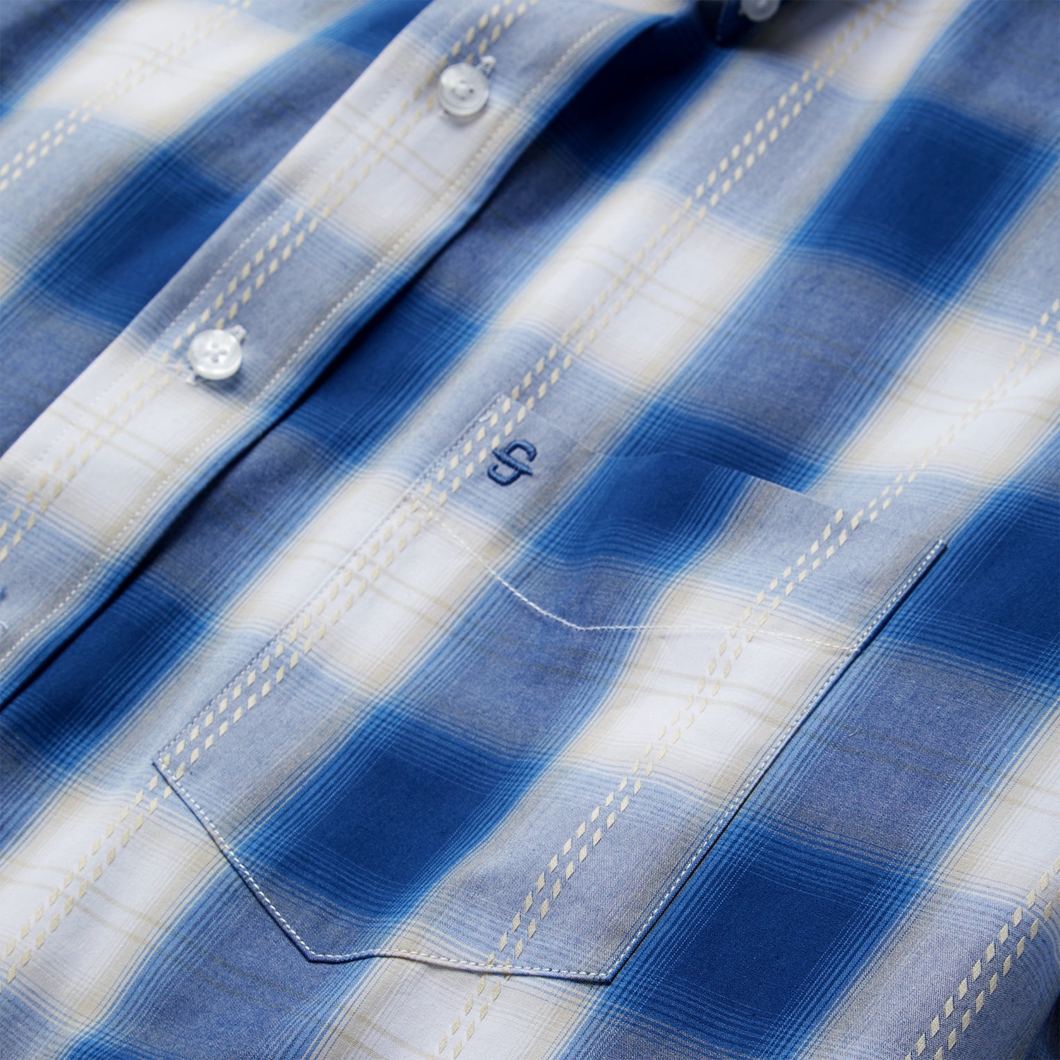 Navy Gold Ombre Plaid Short Sleeve Western Shirt Blue | Stetson Men