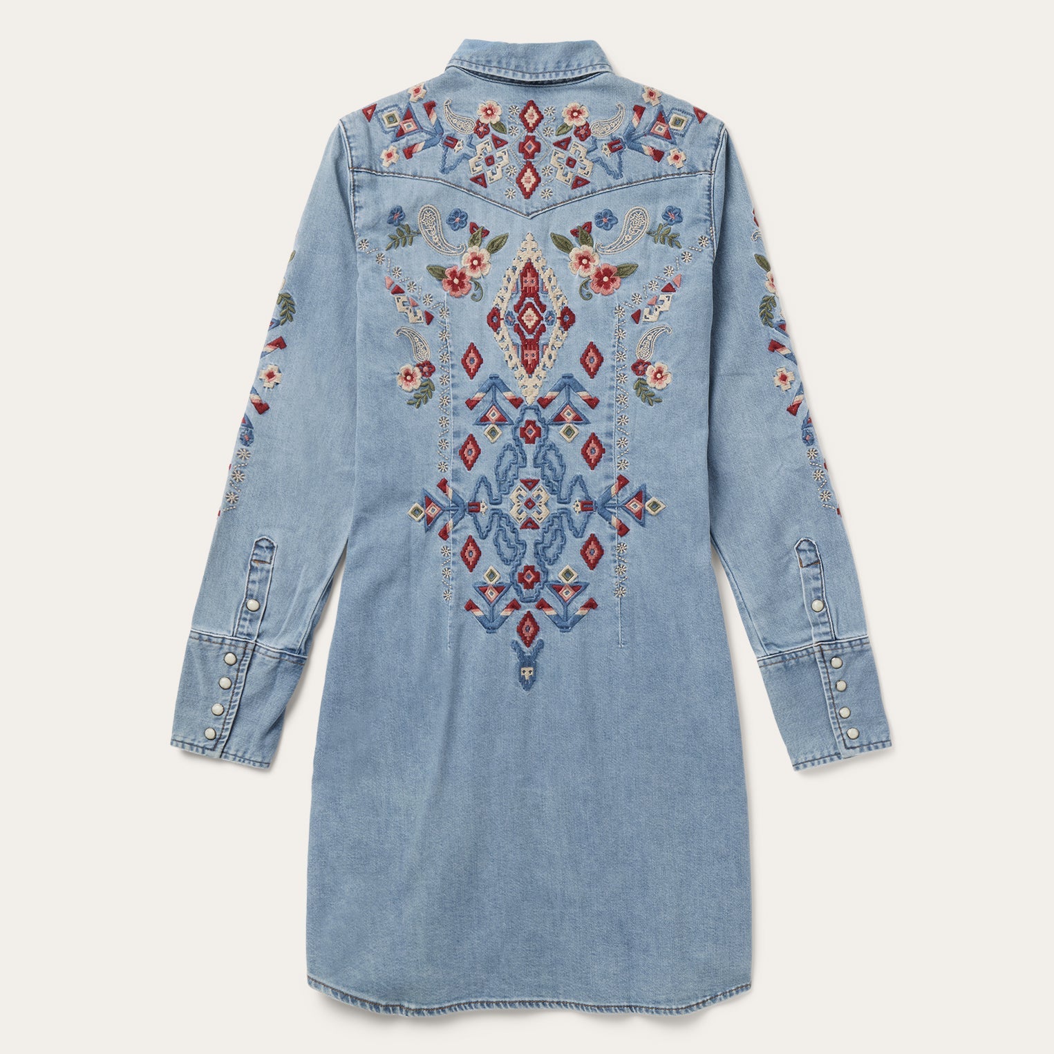 Embroidered Denim Shirt Dress Blue | Stetson Women