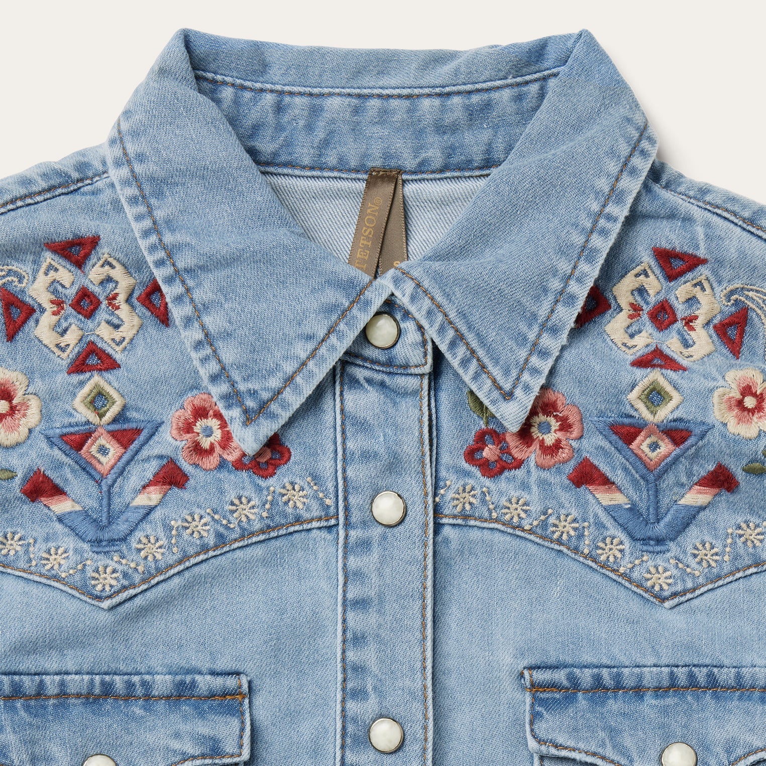 Embroidered Denim Shirt Dress Blue | Stetson Women
