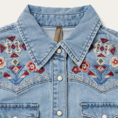 Embroidered Denim Shirt Dress Blue | Stetson Women