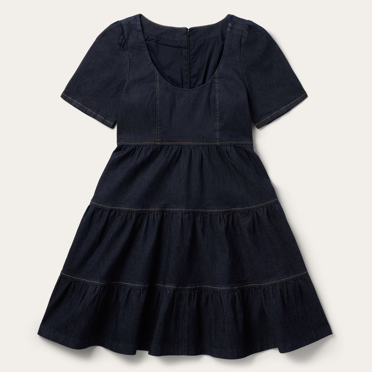 Dark Denim Dress With Contrast Top Stitching Blue | Stetson Women