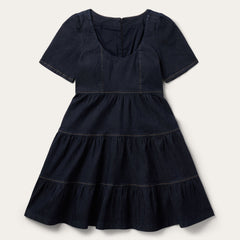 Dark Denim Dress With Contrast Top Stitching Blue | Stetson Women