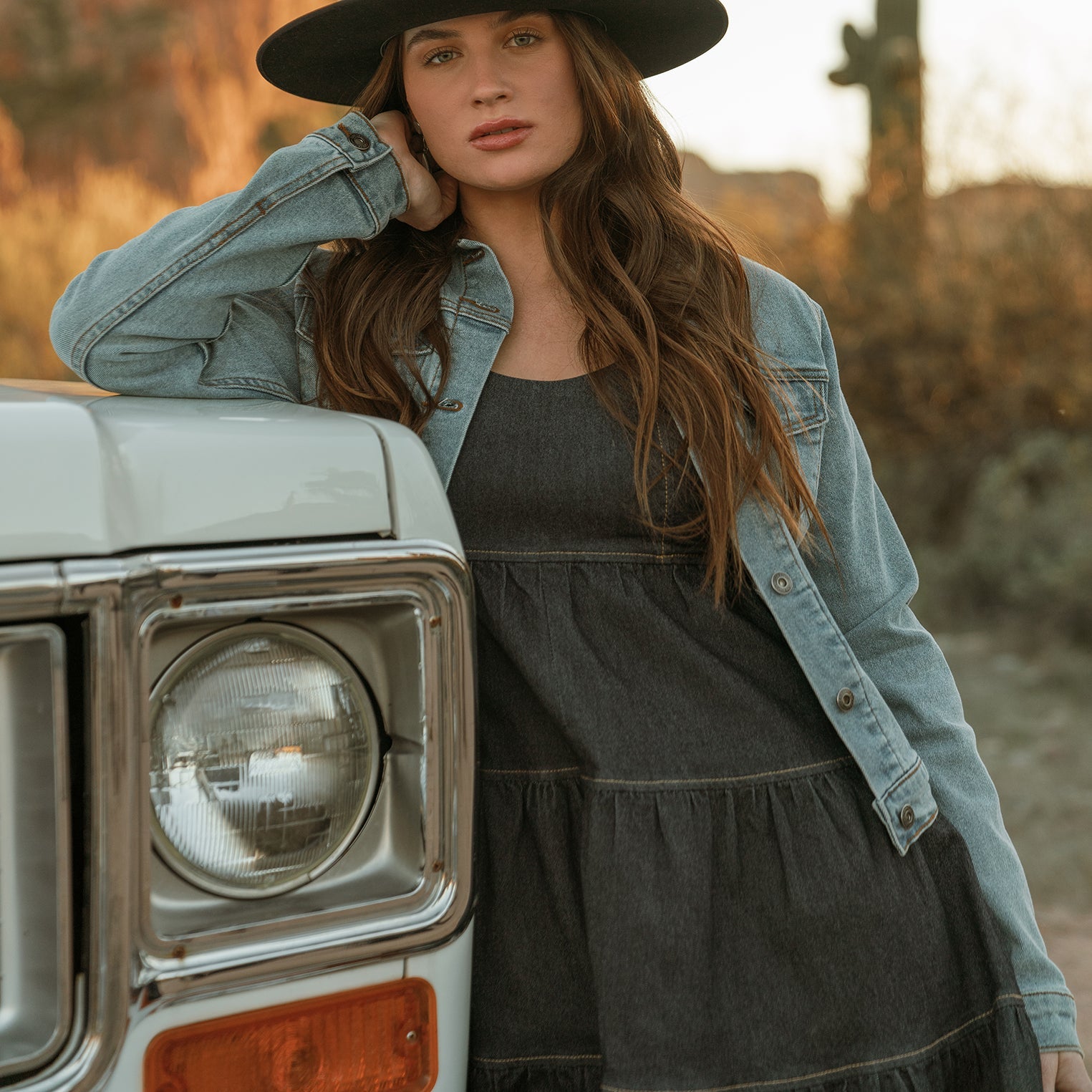 Dark Denim Dress With Contrast Top Stitching Blue | Stetson Women