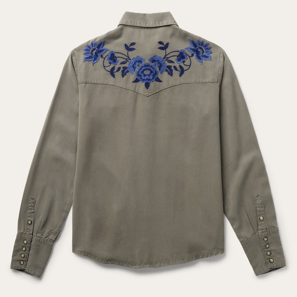 Olive Twill Western Shirt Green | Stetson Women