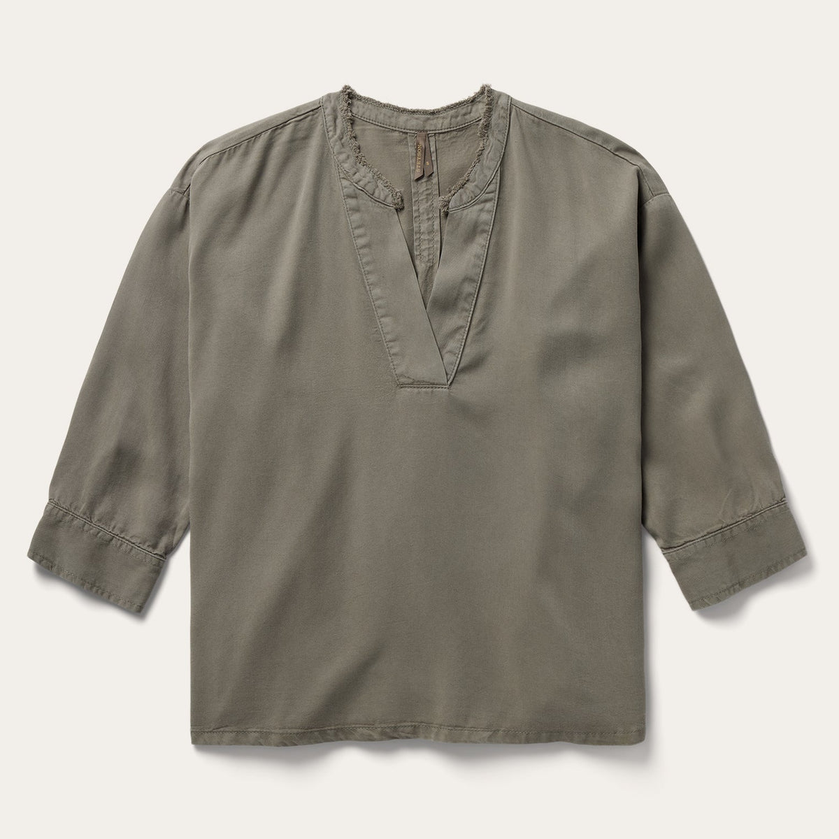 Olive Twill Peasant Blouse Green | Stetson Women