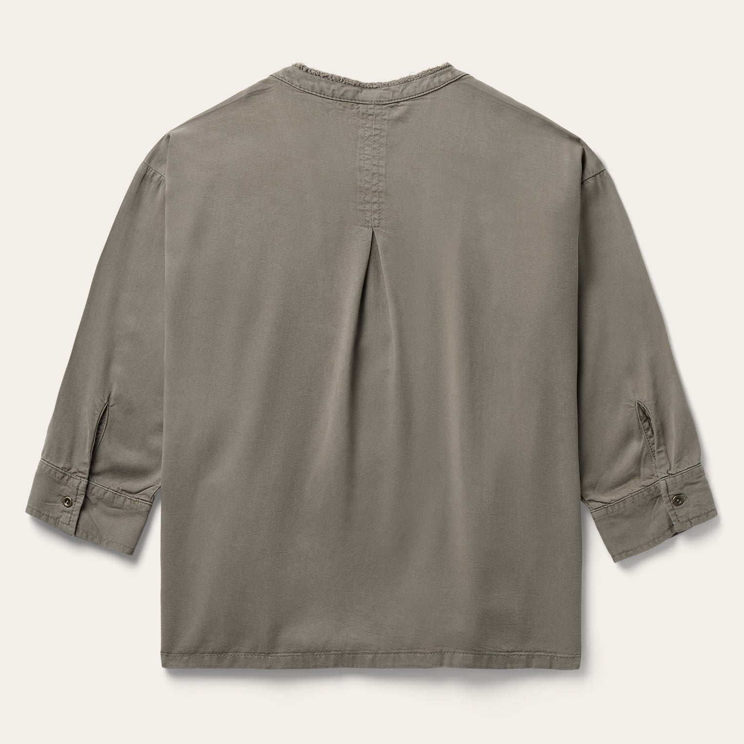 Olive Twill Peasant Blouse Green | Stetson Women