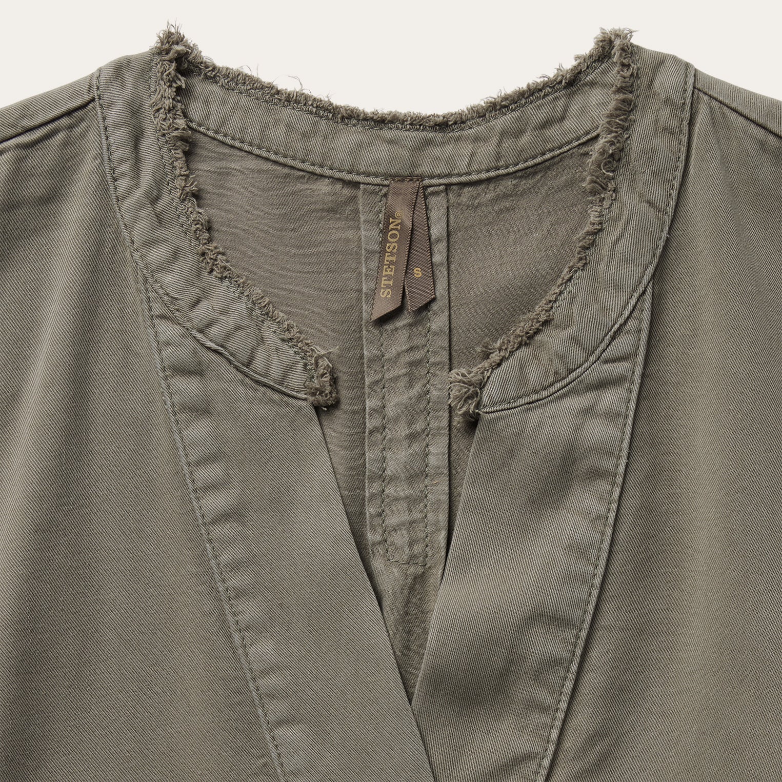 Olive Twill Peasant Blouse Green | Stetson Women