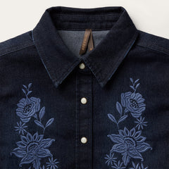 Embroidered Dark Denim Snap Front Shirt Blue | Stetson Women
