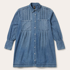 Denim Button Front Shirt Dress Blue | Stetson Women