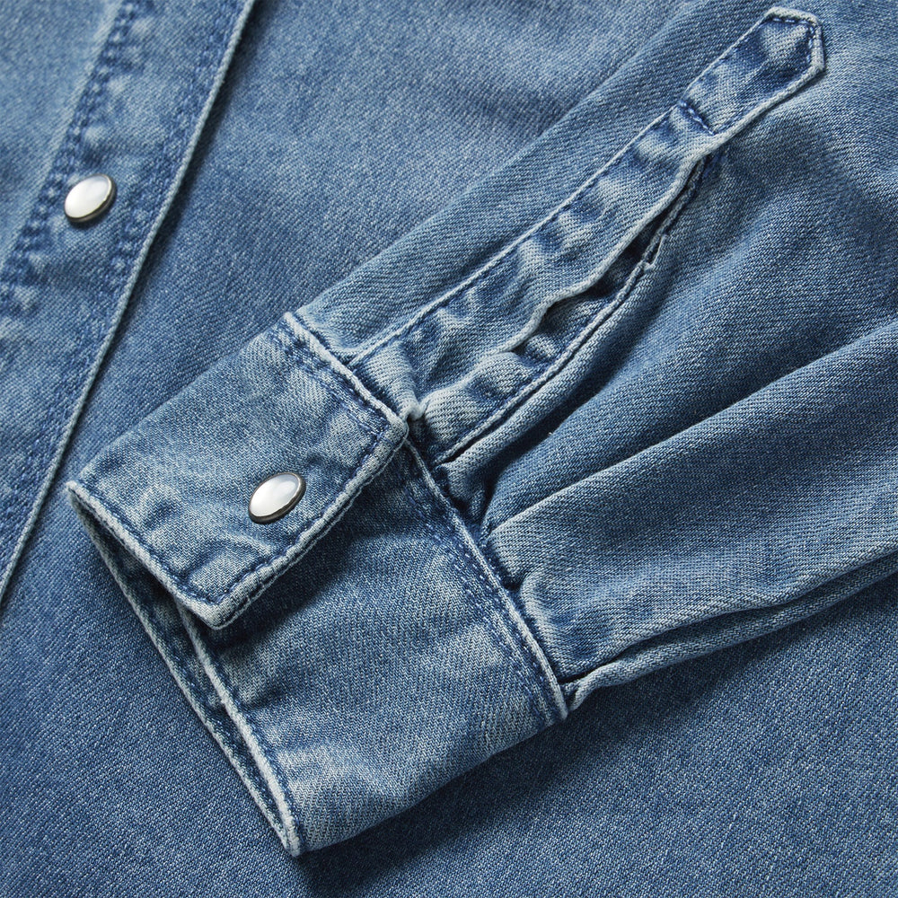 Denim Button Front Shirt Dress Blue | Stetson Women
