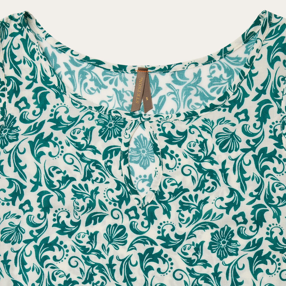 Jade Floral Print Sleeveless Dress Green | Stetson Women