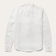 Floral Embroidered White Linen Shirt White | Stetson Women