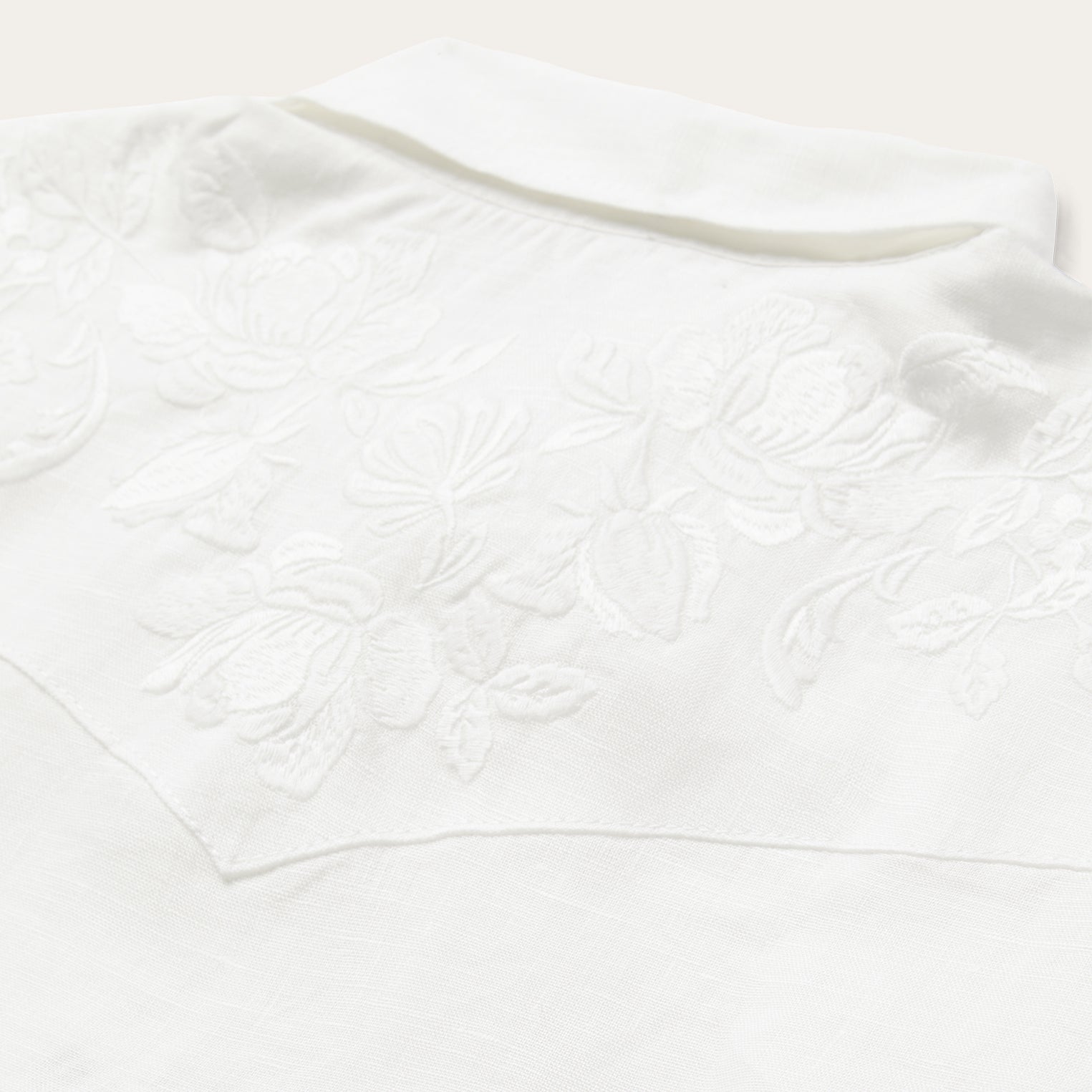 Floral Embroidered White Linen Shirt White | Stetson Women