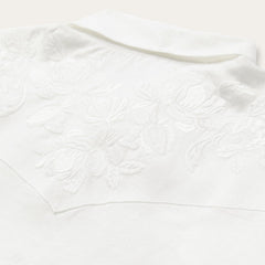 Floral Embroidered White Linen Shirt White | Stetson Women